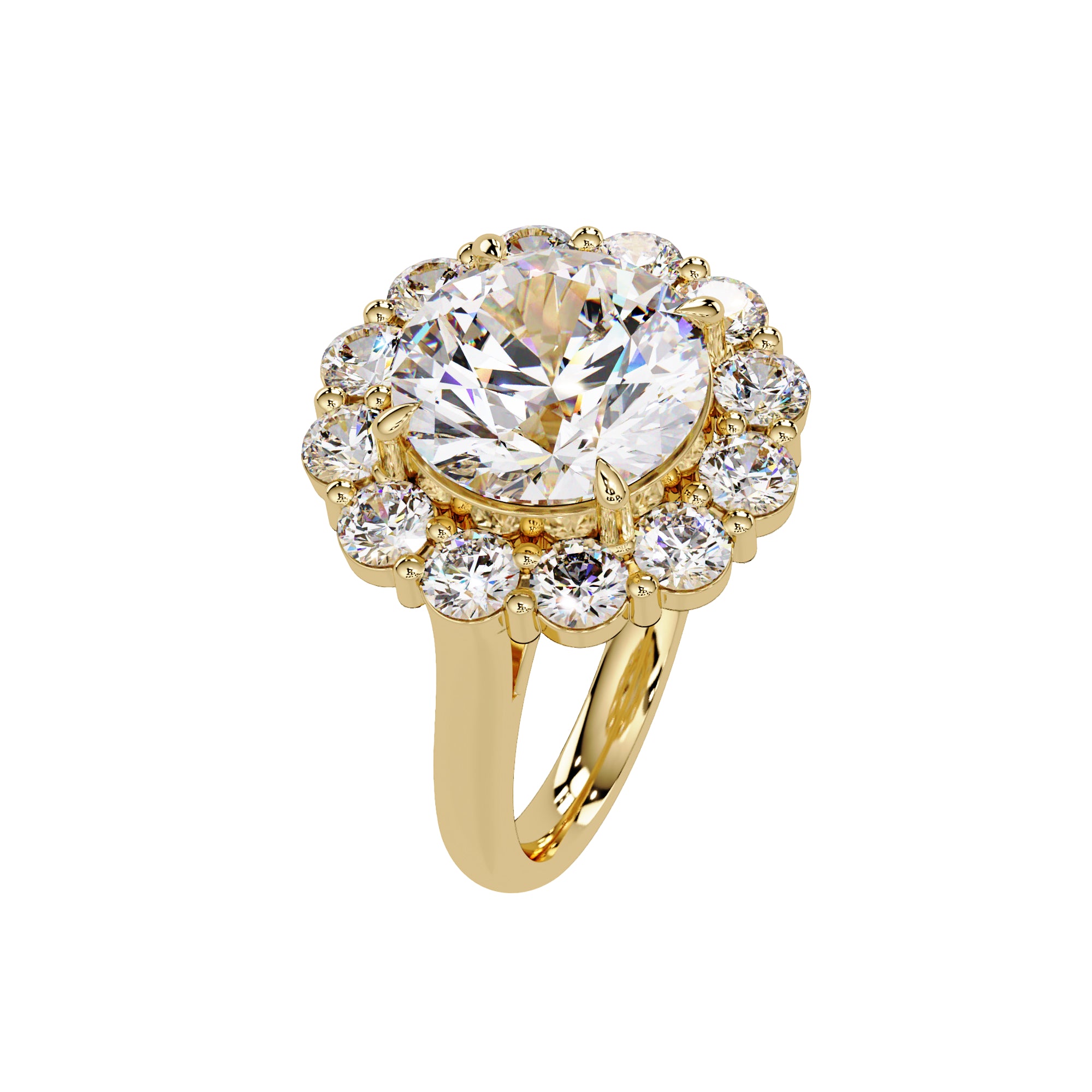 Lab Grown Diamond 6.80 CT Floral Halo Cluster Ring- Sterling Silver
