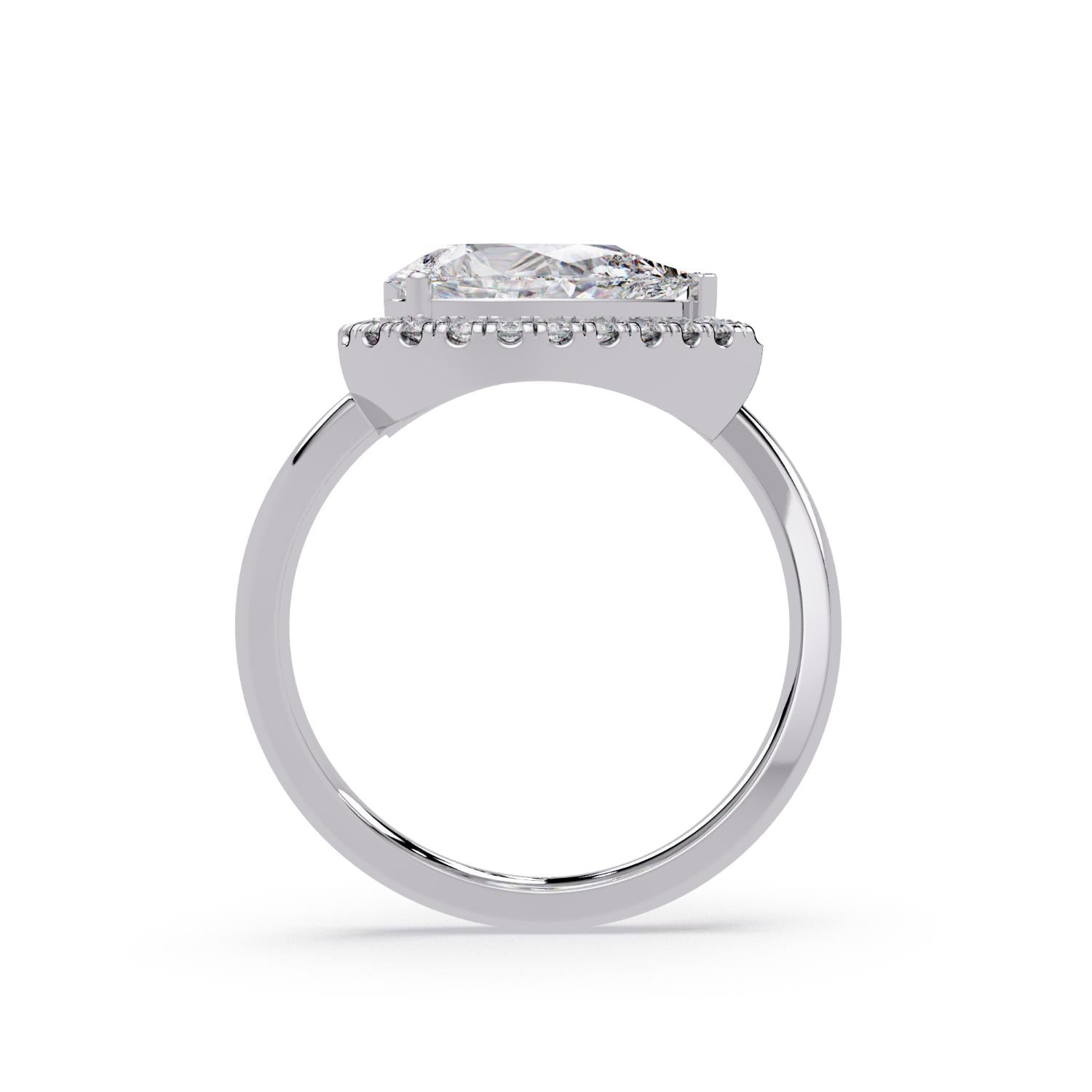 Lab Grown Diamond 3.75 CT Double Halo Bypass Ring- Sterling Silver