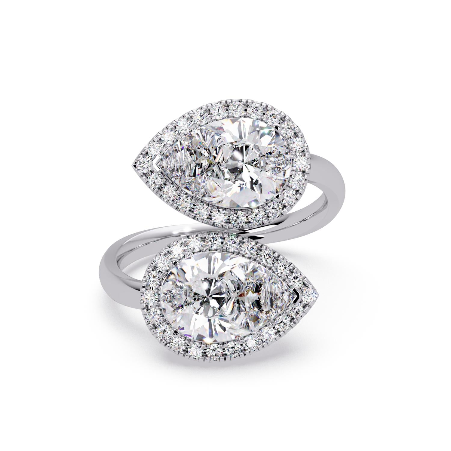Lab Grown Diamond 3.75 CT Double Halo Bypass Ring- Sterling Silver