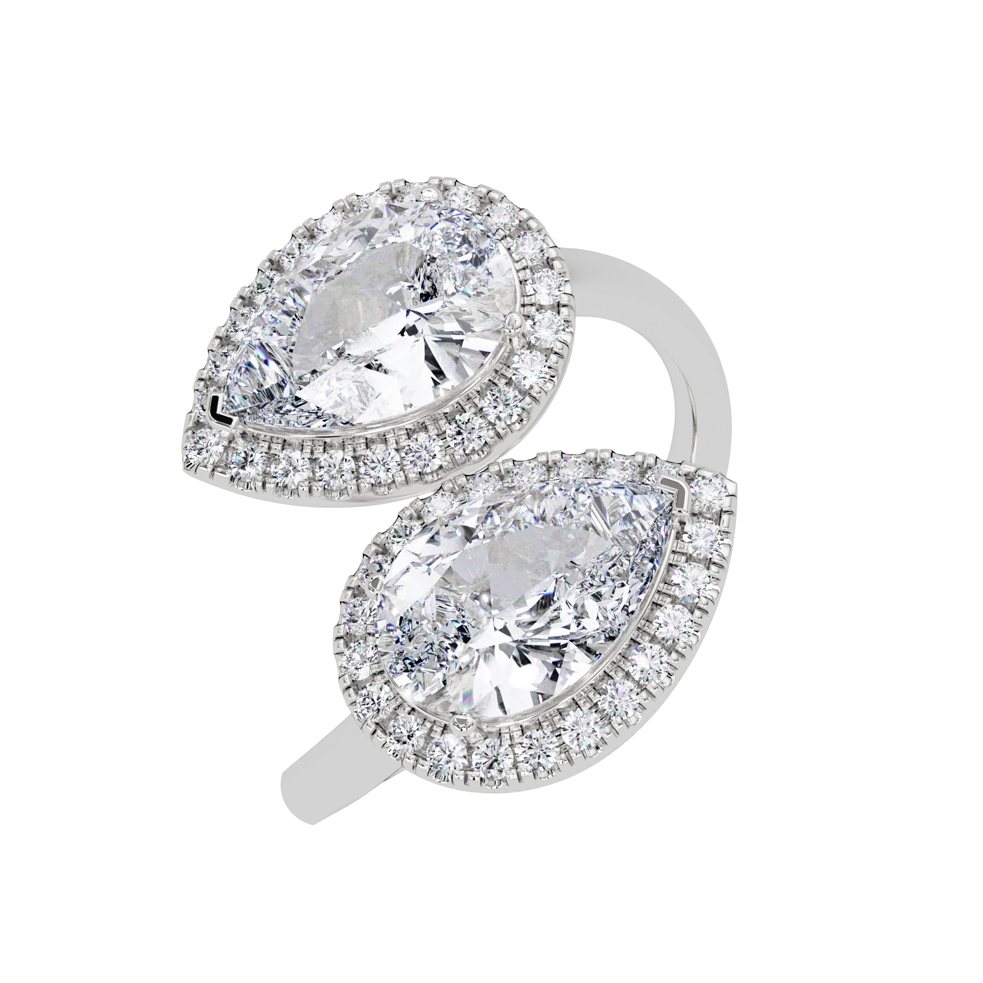 Lab Grown Diamond 3.75 CT Double Halo Bypass Ring- Sterling Silver