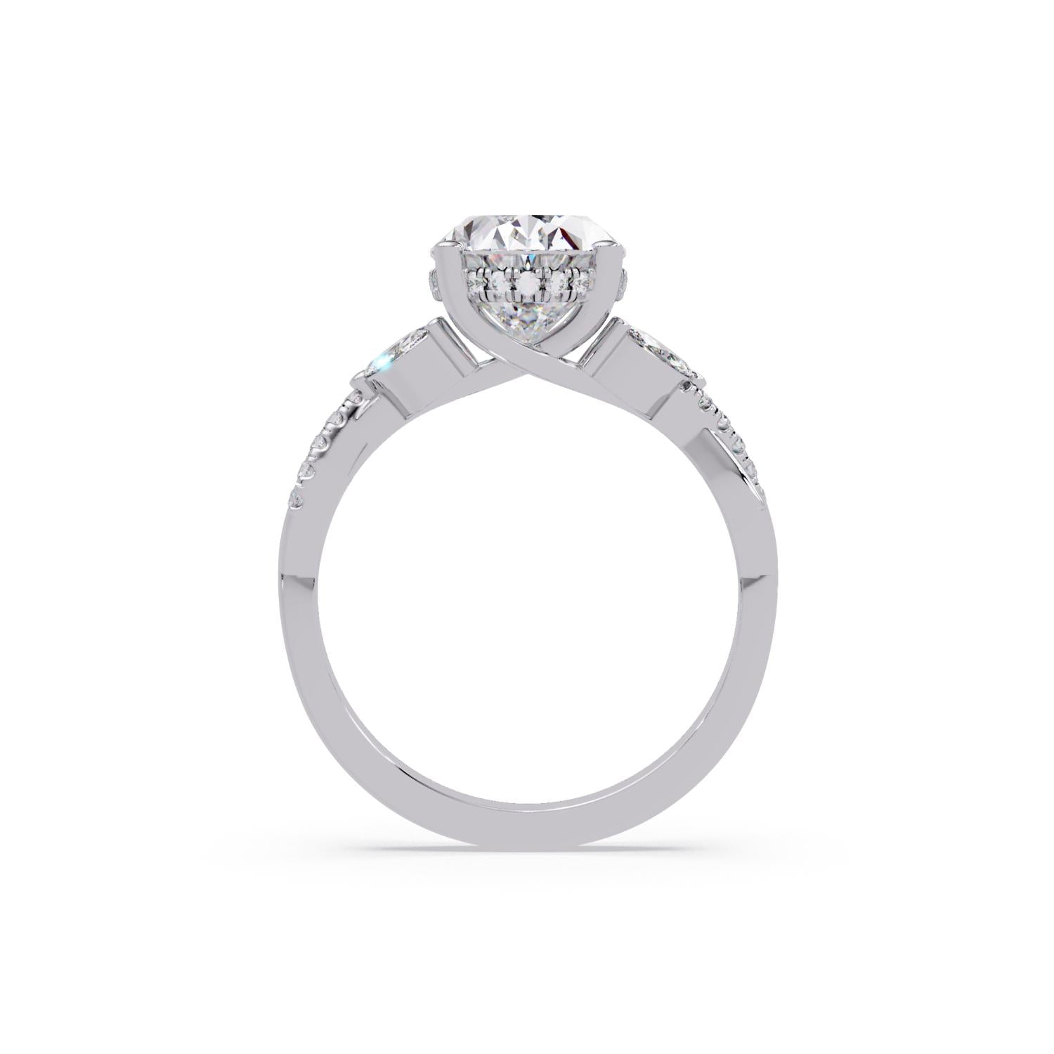 Lab Grown Diamond 3.50 CT Marquise Side Accent Ring- Sterling Silver
