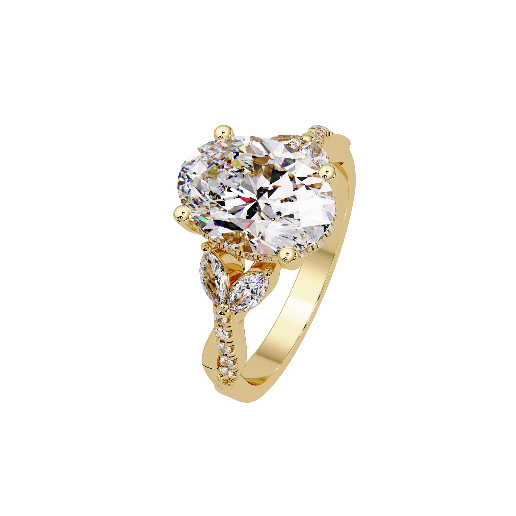 Lab Grown Diamond 3.50 CT Marquise Side Accent Ring- Sterling Silver