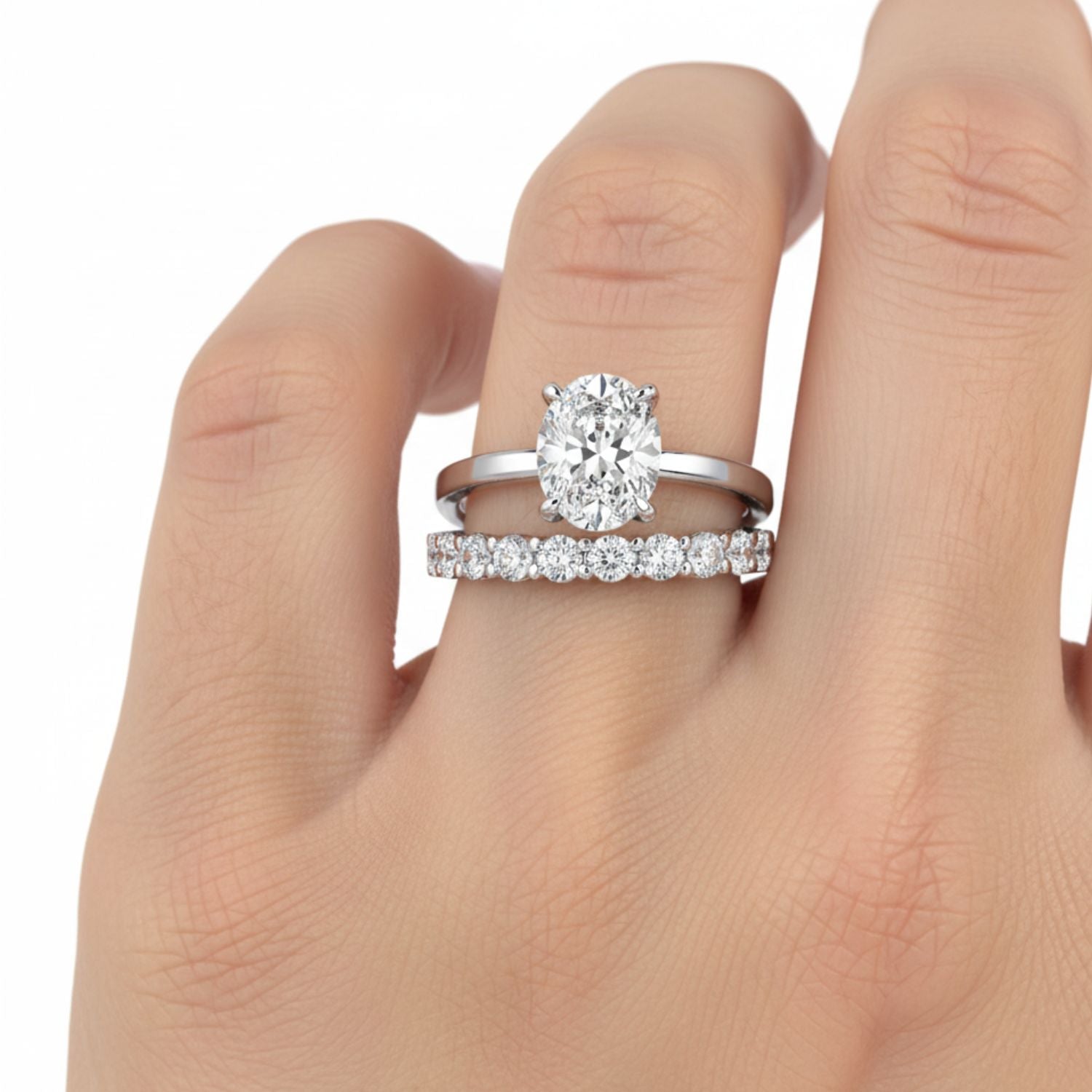 Lab Grown Diamond 2.75 CT Round Open Bypass Band Ring- Sterling Silver