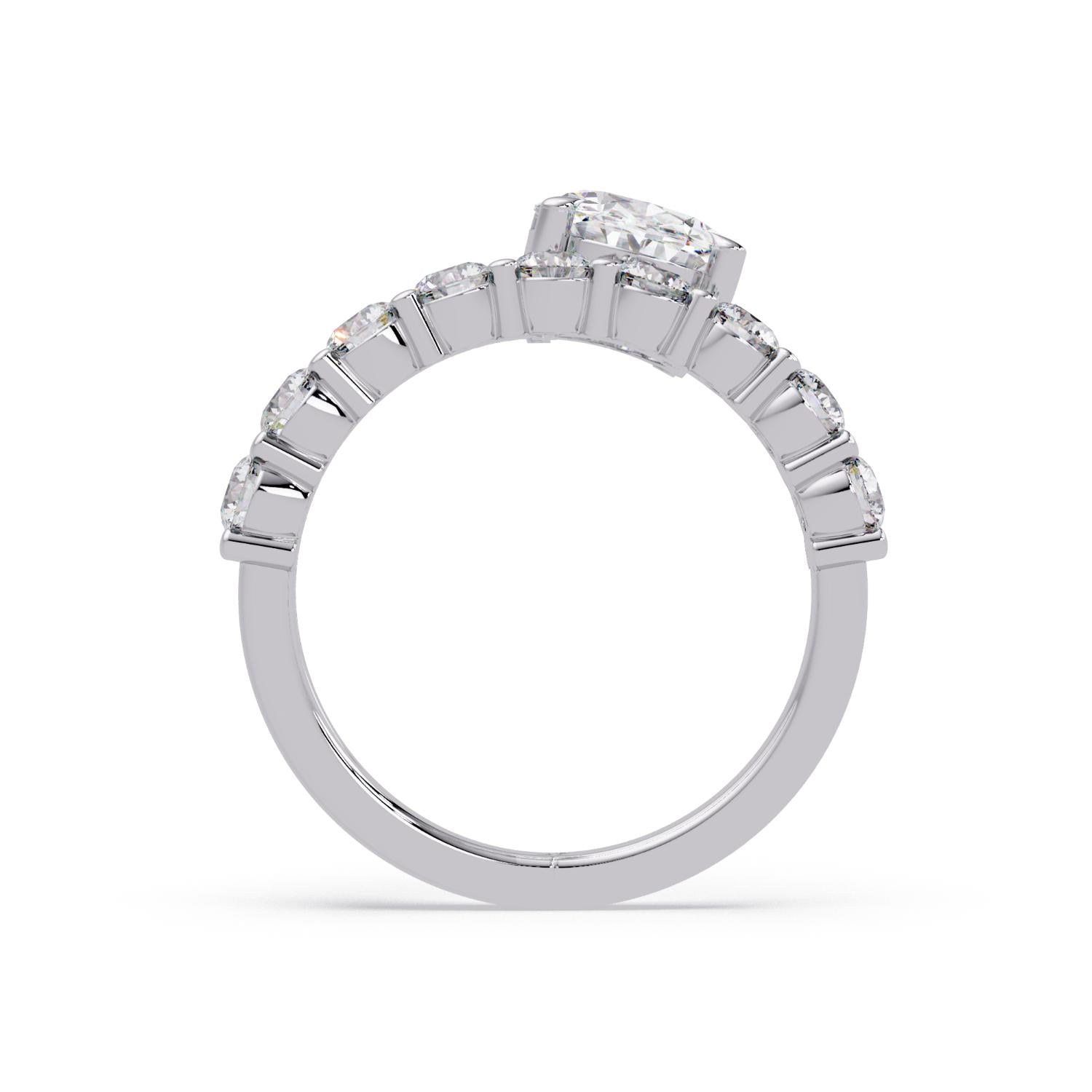 Lab Grown Diamond 2.75 CT Round Open Bypass Band Ring- Sterling Silver