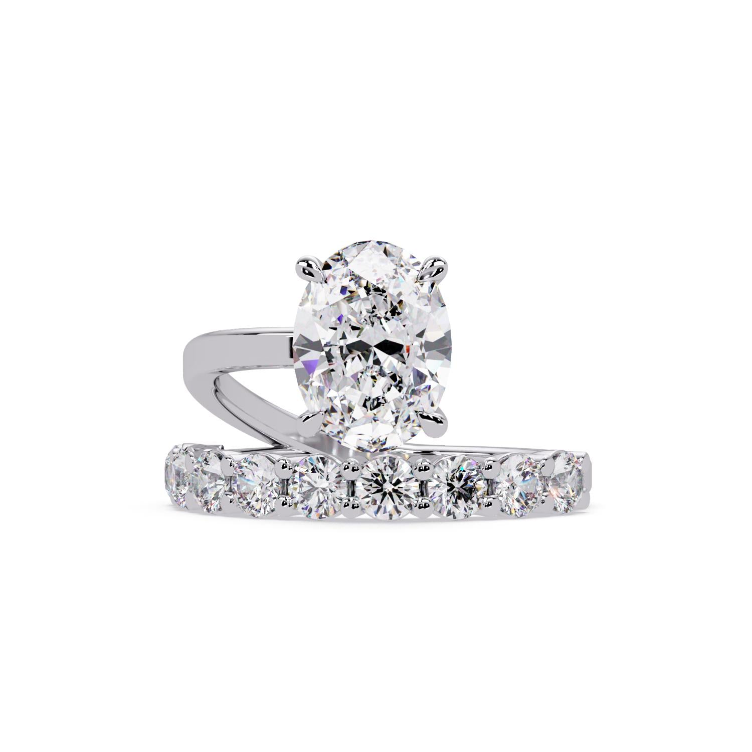 Lab Grown Diamond 2.75 CT Round Open Bypass Band Ring- Sterling Silver