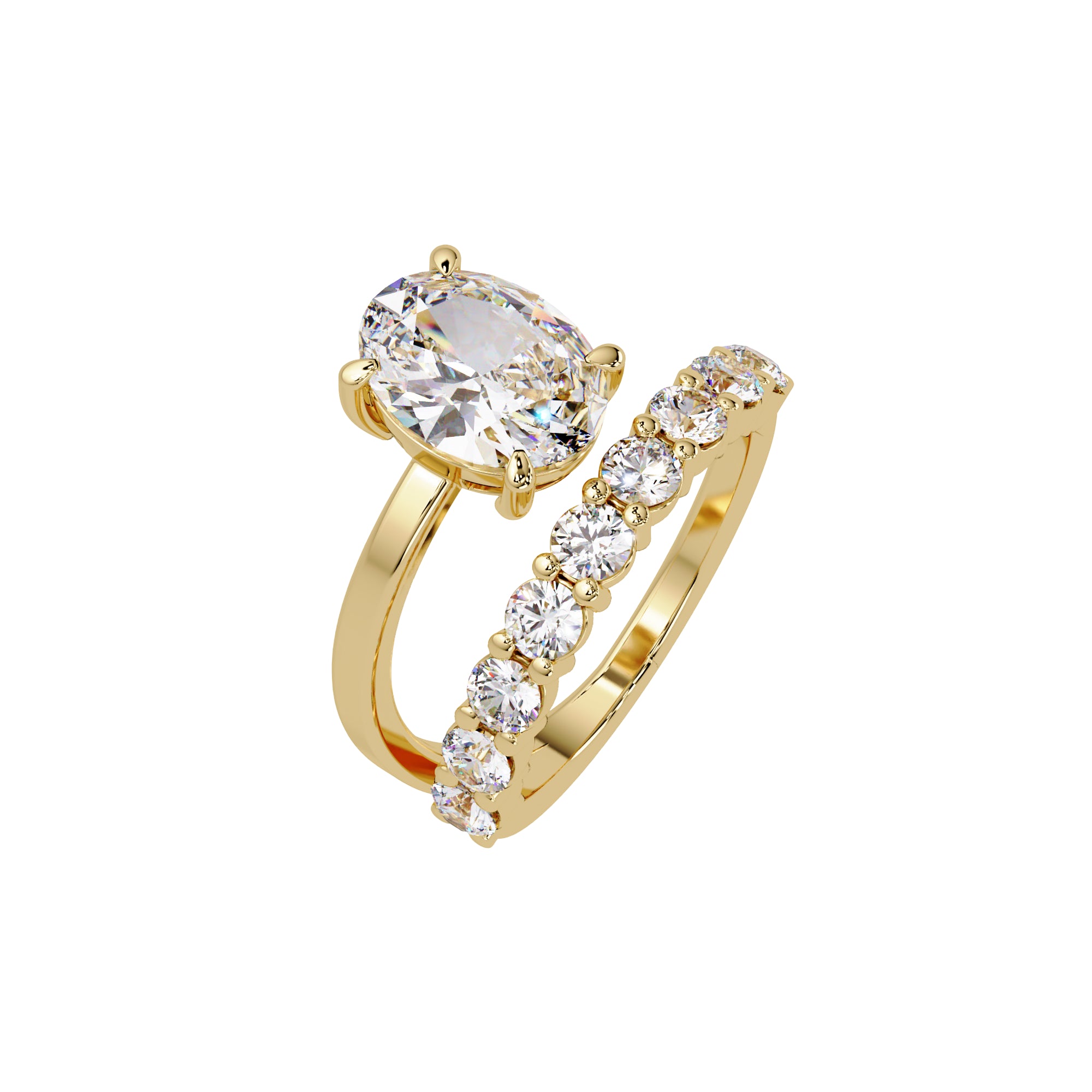 Lab Grown Diamond 2.75 CT Round Open Bypass Band Ring- Sterling Silver