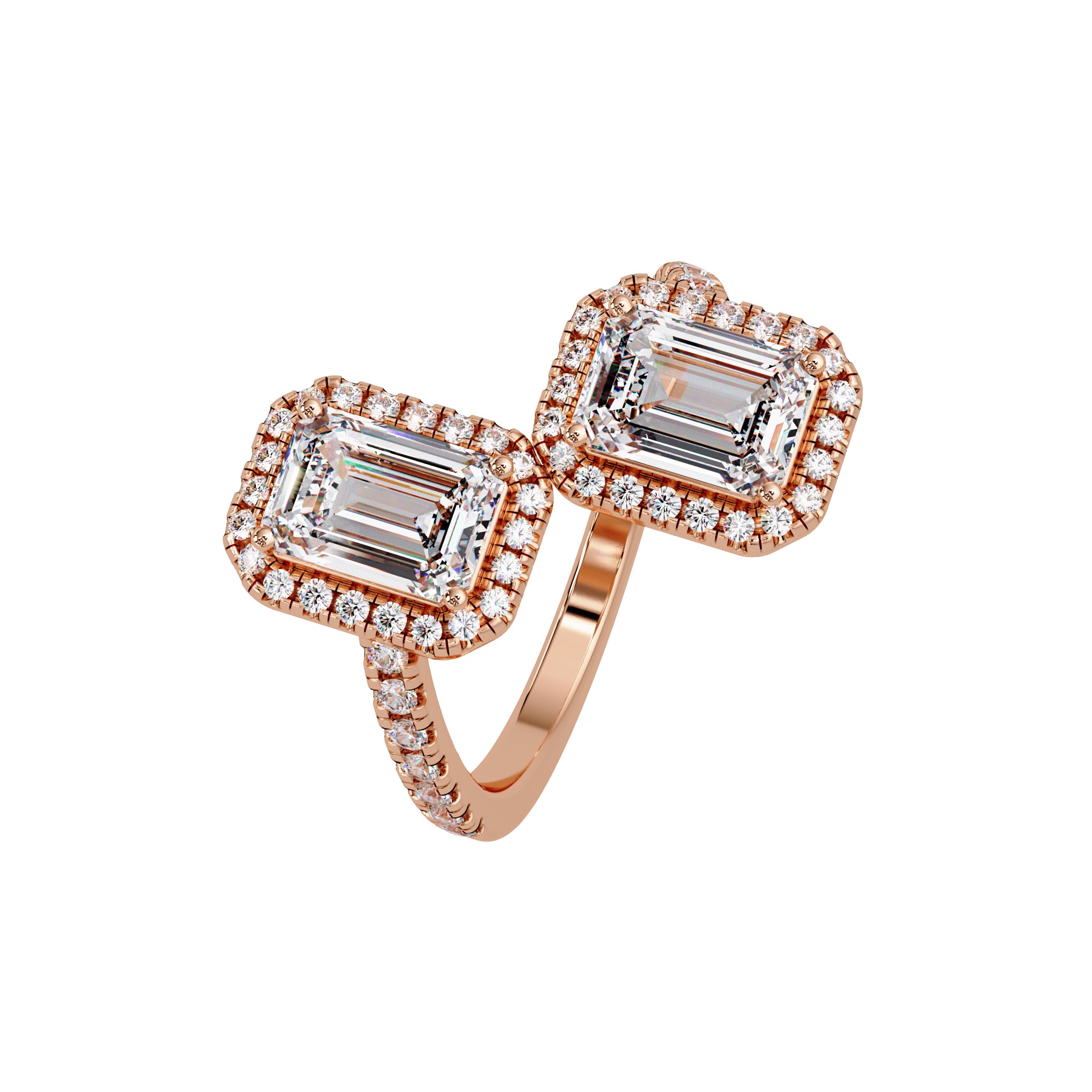 Lab Grown Diamond 2.75 CT Double Halo Bypass Ring- Sterling Silver