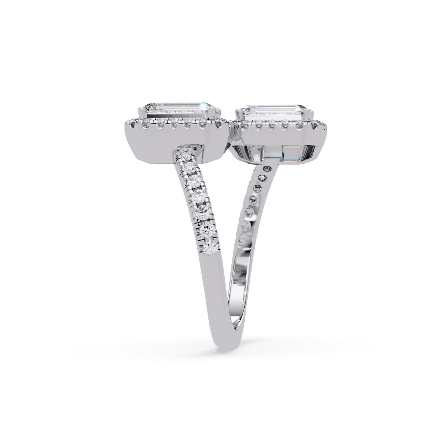 Lab Grown Diamond 2.75 CT Double Halo Bypass Ring- Sterling Silver
