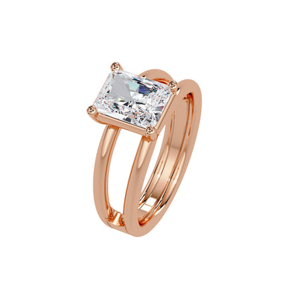 2.00 Ct Radiant Cut Lab-Grown Diamond Split Shank Solitaire Ring - Sterling Silver
