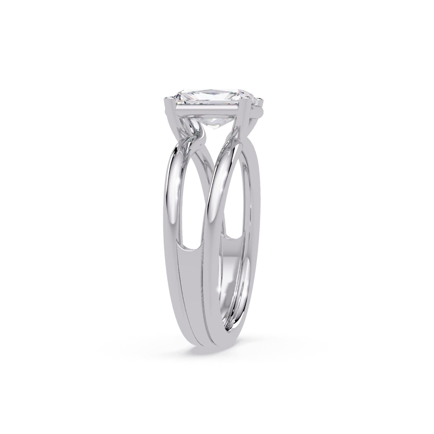 2.00 Ct Radiant Cut Lab-Grown Diamond Split Shank Solitaire Ring - Sterling Silver