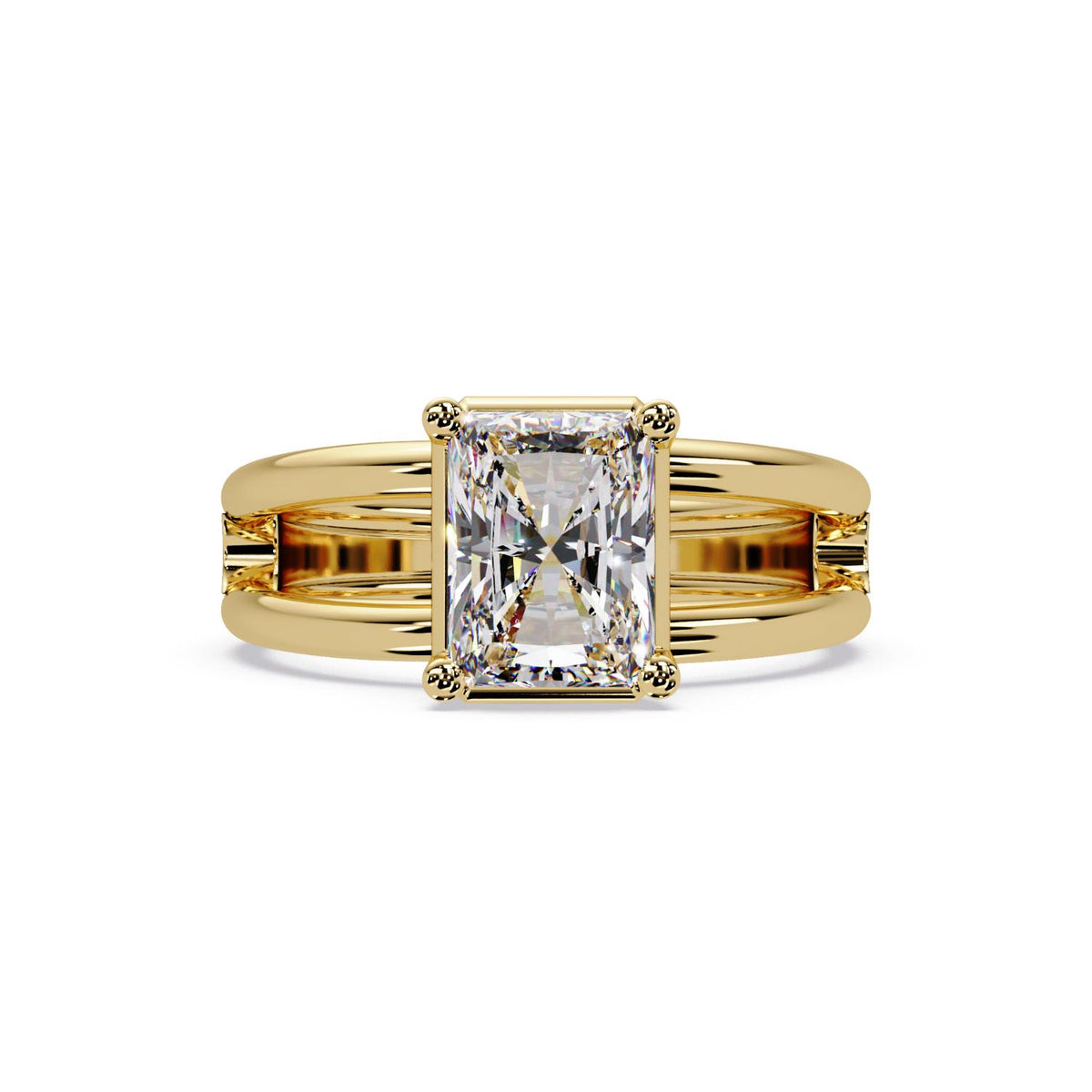 2.00 Ct Radiant Cut Lab-Grown Diamond Split Shank Solitaire Ring - Sterling Silver
