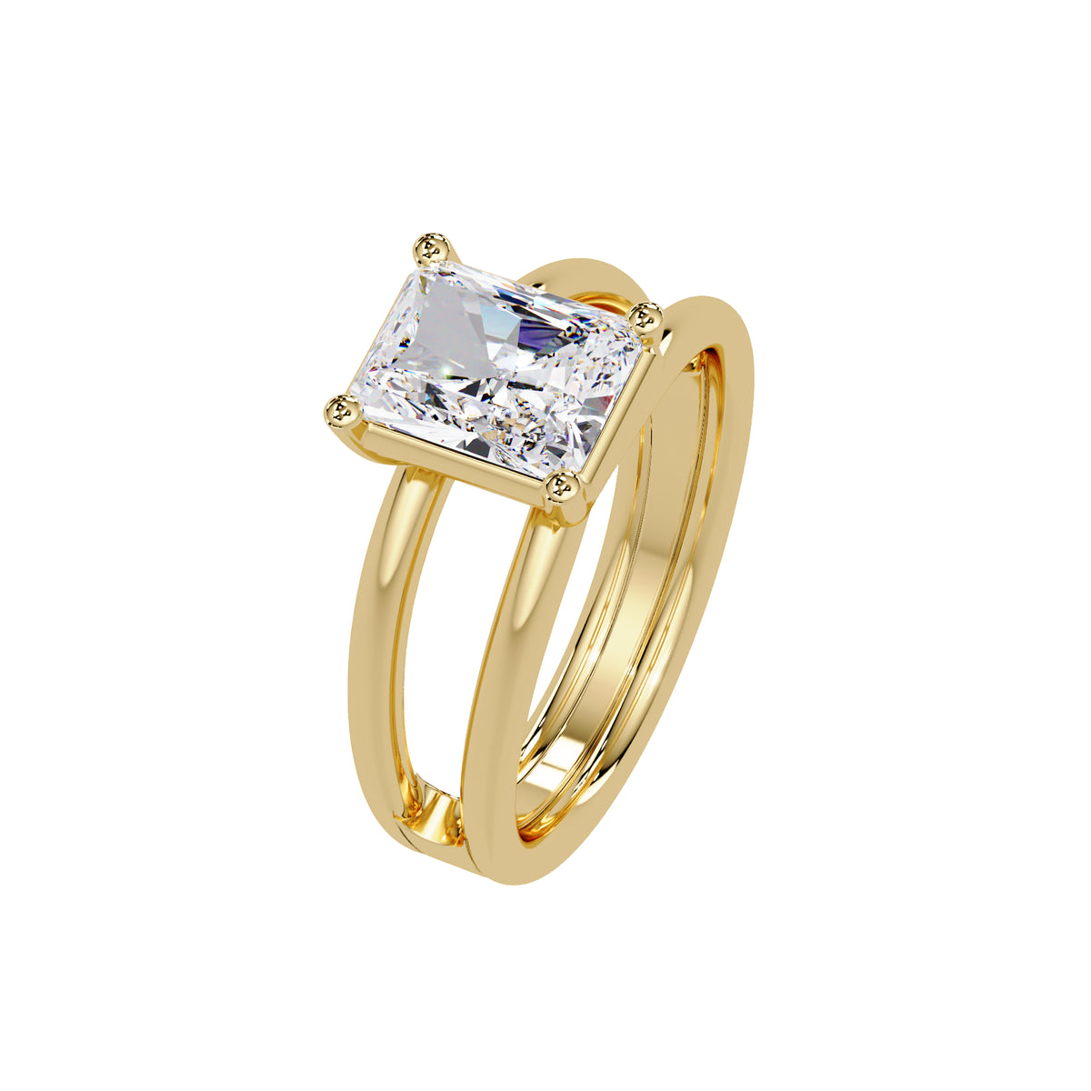 2.00 Ct Radiant Cut Lab-Grown Diamond Split Shank Solitaire Ring - Sterling Silver