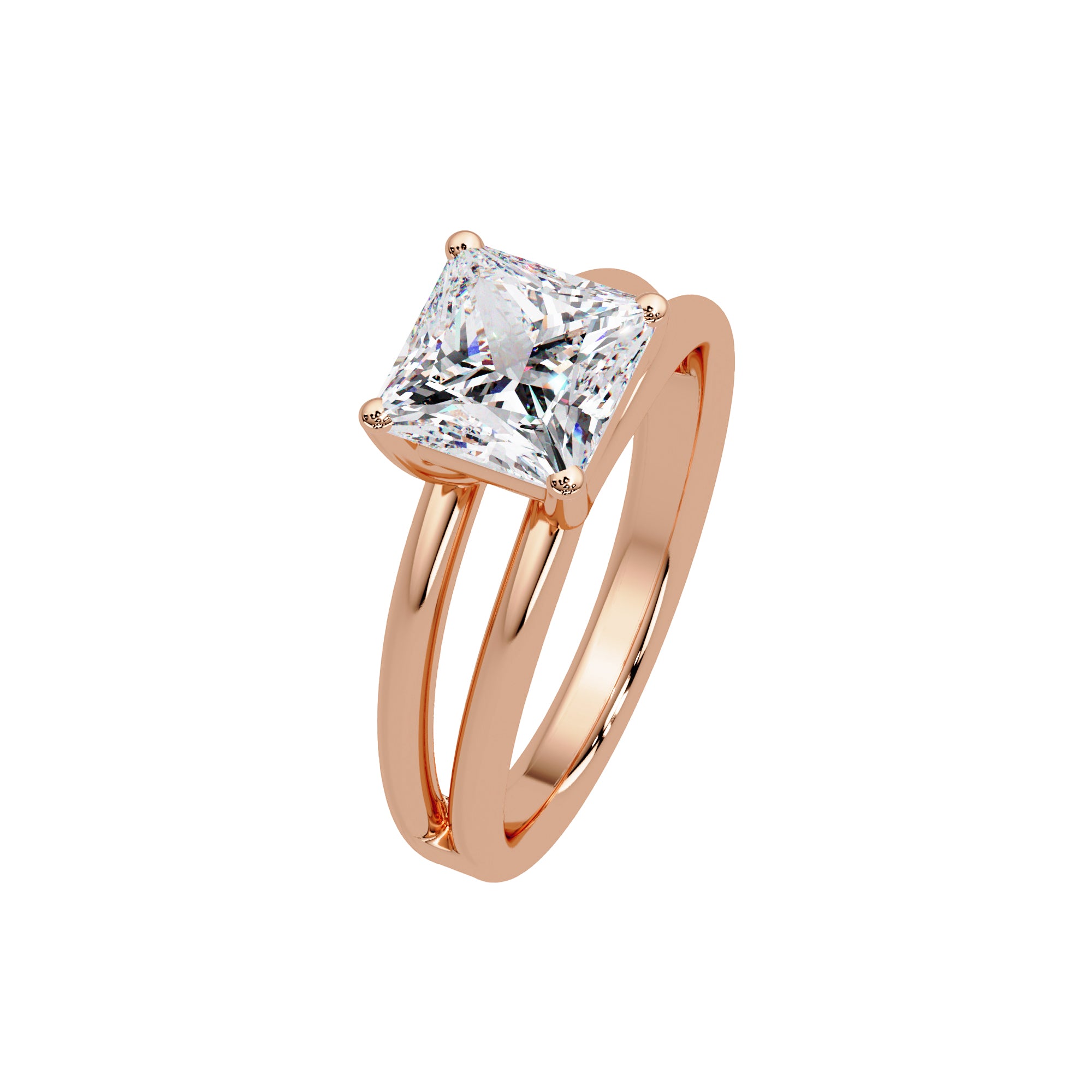 Lab-Grown Diamond 2.00 Ct Square Cut Split Shank Solitaire Ring - Sterling Silver