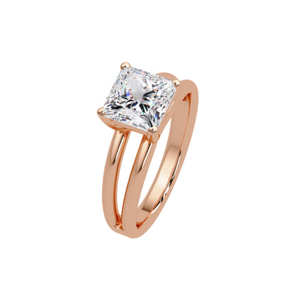 Lab-Grown Diamond 2.00 Ct Square Cut Split Shank Solitaire Ring - Sterling Silver