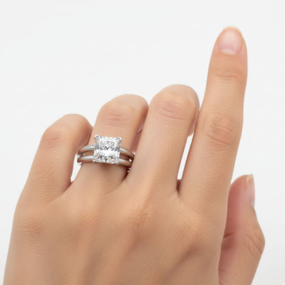 Lab-Grown Diamond 2.00 Ct Square Cut Split Shank Solitaire Ring - Sterling Silver