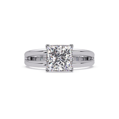 Lab-Grown Diamond 2.00 Ct Square Cut Split Shank Solitaire Ring - Sterling Silver