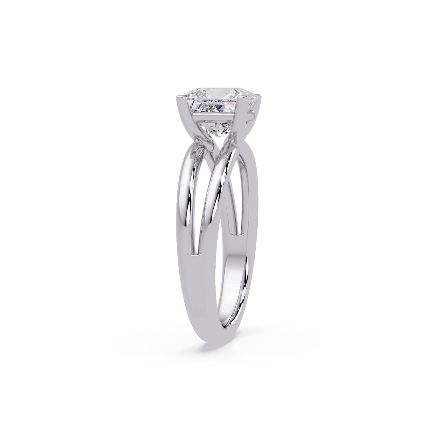 Lab-Grown Diamond 2.00 Ct Square Cut Split Shank Solitaire Ring - Sterling Silver