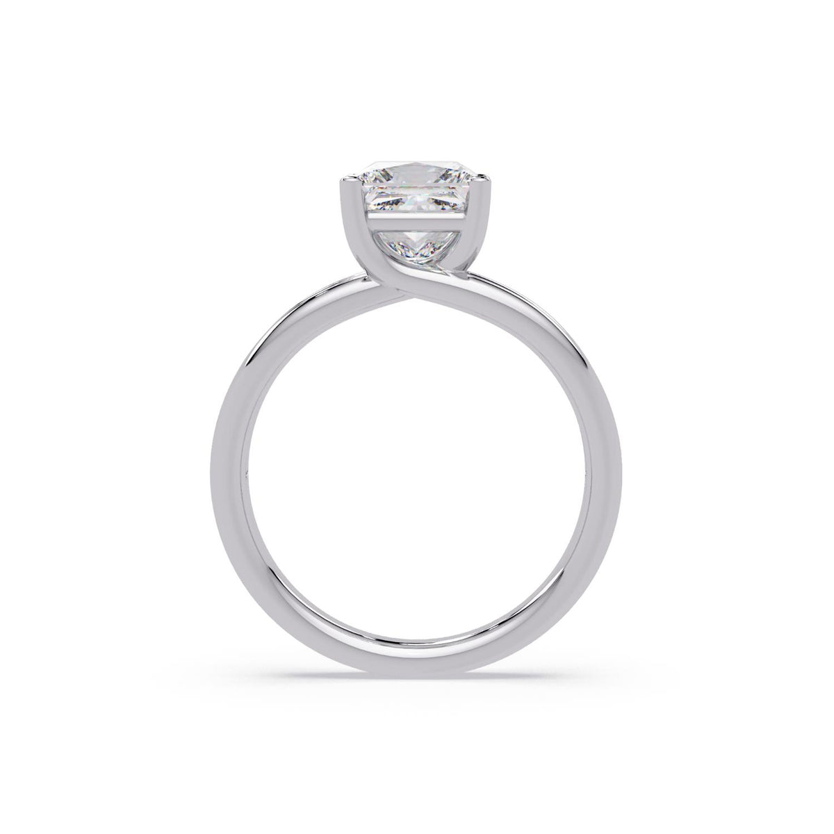 Lab-Grown Diamond 2.00 Ct Square Cut Split Shank Solitaire Ring - Sterling Silver