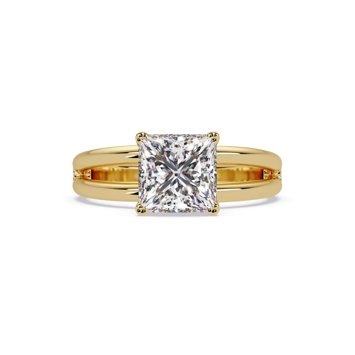 Lab-Grown Diamond 2.00 Ct Square Cut Split Shank Solitaire Ring - Sterling Silver