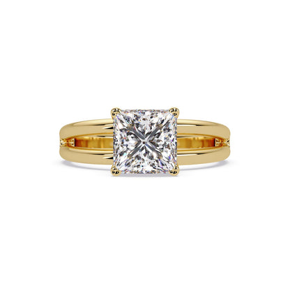 Lab-Grown Diamond 2.00 Ct Square Cut Split Shank Solitaire Ring - Sterling Silver