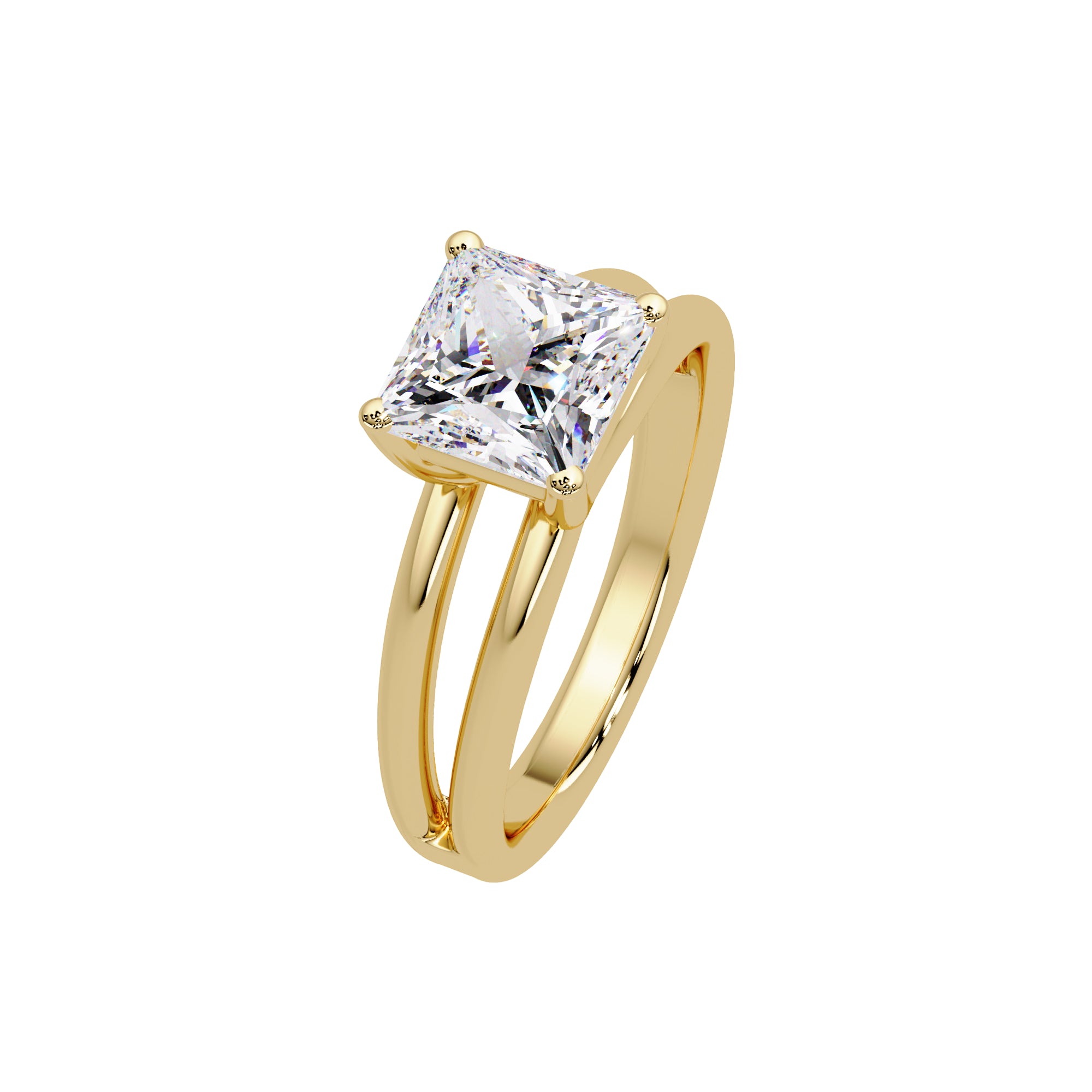 Lab-Grown Diamond 2.00 Ct Square Cut Split Shank Solitaire Ring - Sterling Silver