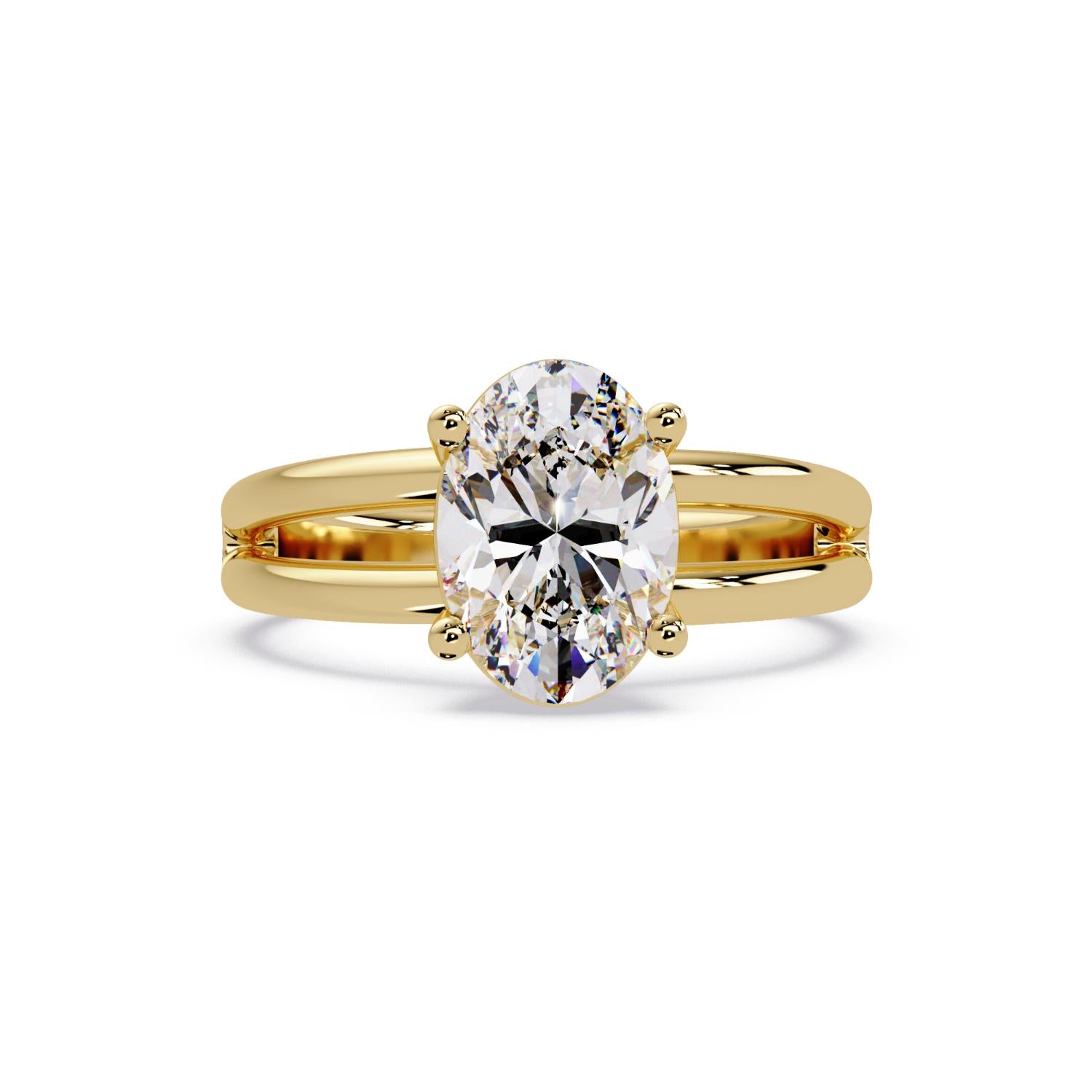 Lab-Grown Diamond 2.08 Ct Oval Cut Split Shank Solitaire Ring - Sterling Silver