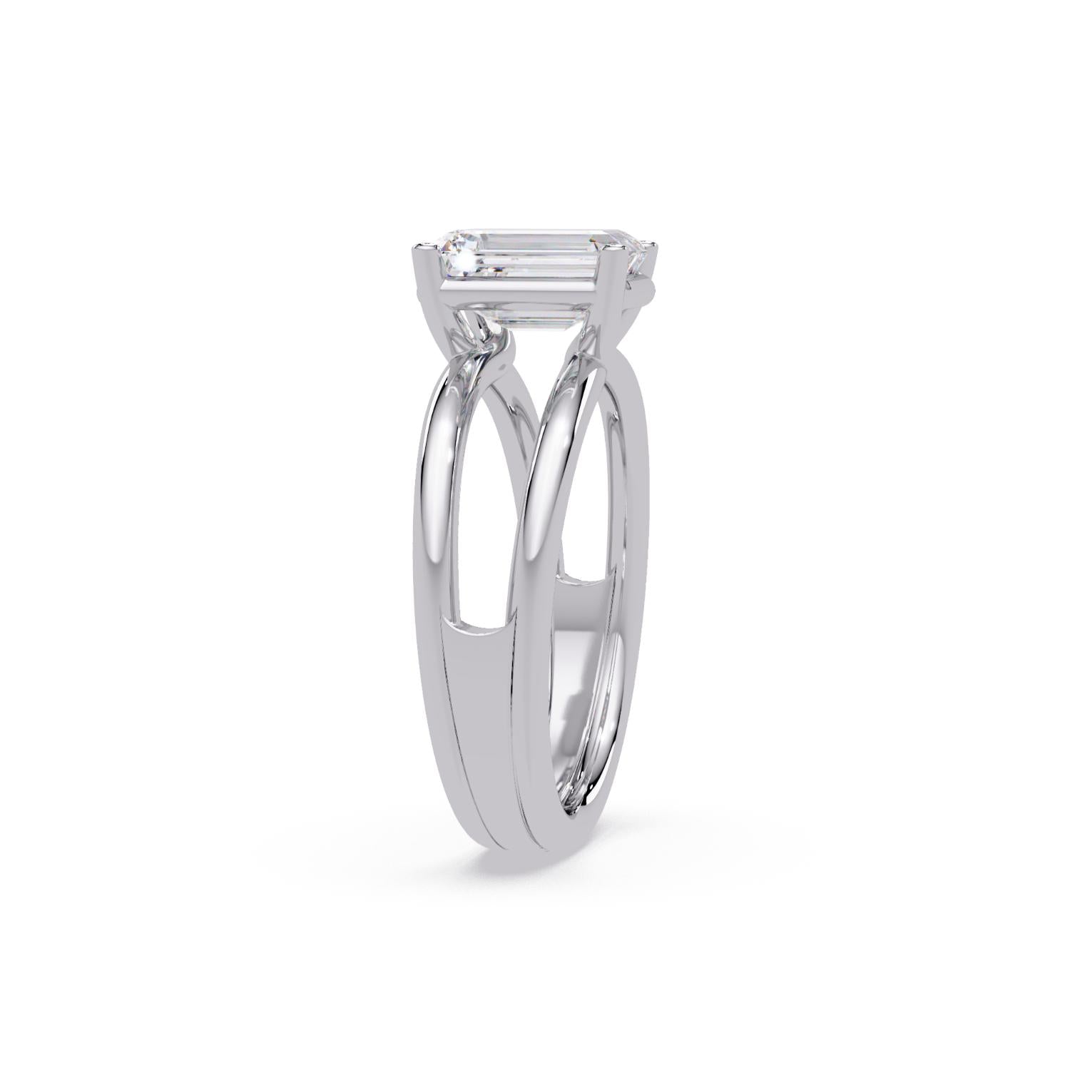 Lab-Grown Diamond 2.00 Ct Octagon Cut Split Shank Solitaire Ring - Sterling Silver