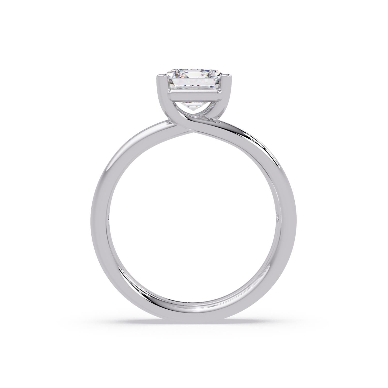 Lab-Grown Diamond 2.00 Ct Octagon Cut Split Shank Solitaire Ring - Sterling Silver