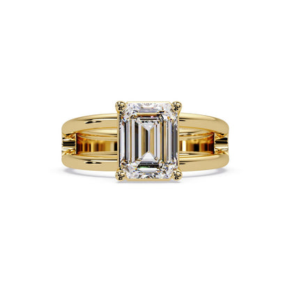 Lab-Grown Diamond 2.00 Ct Octagon Cut Split Shank Solitaire Ring - Sterling Silver