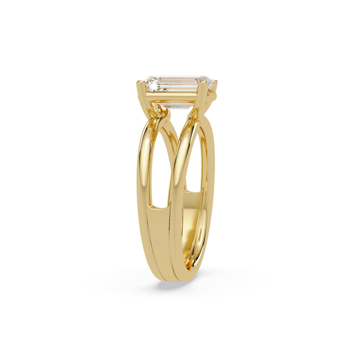 Lab-Grown Diamond 2.00 Ct Octagon Cut Split Shank Solitaire Ring - Sterling Silver