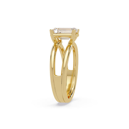 Lab-Grown Diamond 2.00 Ct Octagon Cut Split Shank Solitaire Ring - Sterling Silver