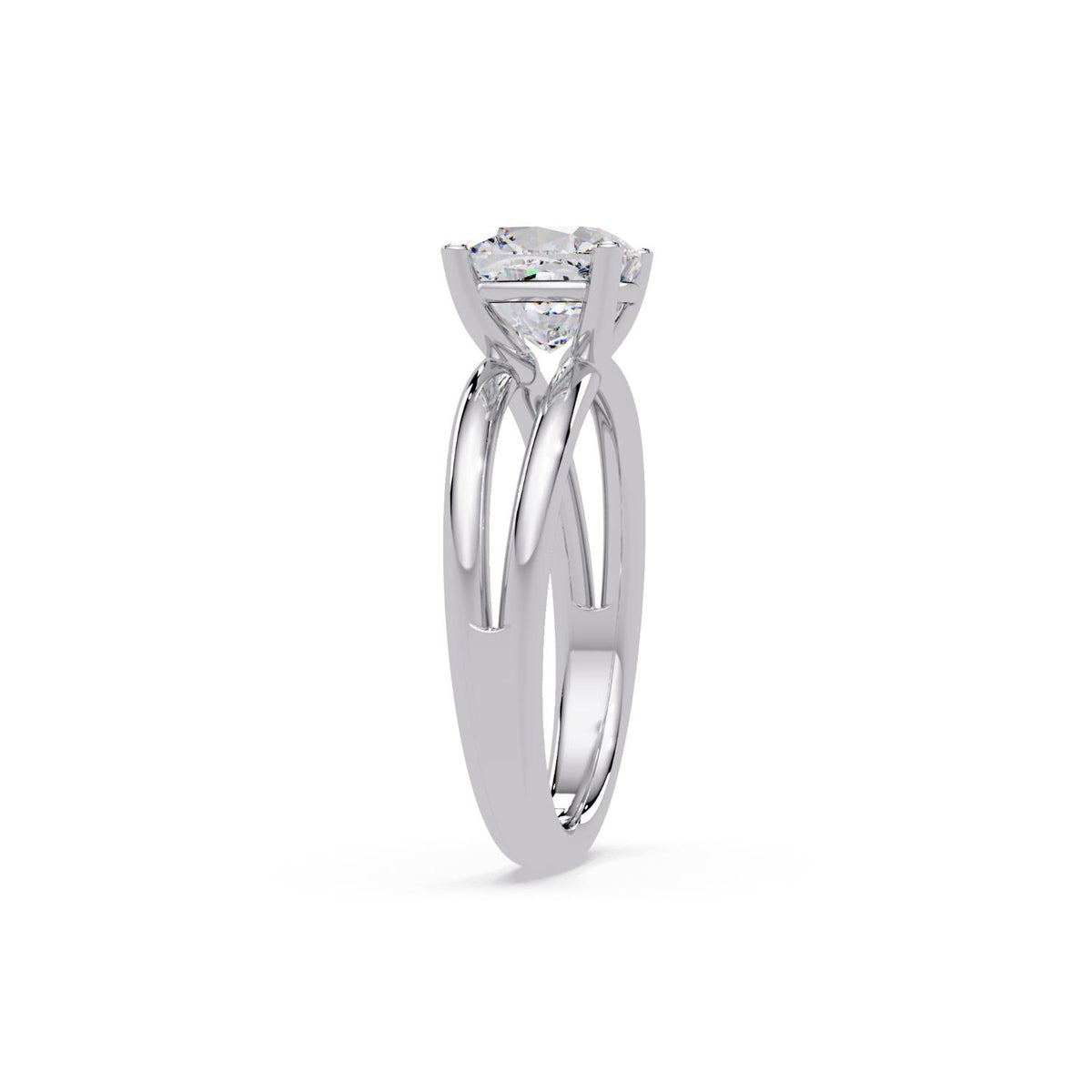 Lab-Grown Diamond 2.25 Ct Cushion Cut Split Shank Solitaire Ring - Sterling Silver