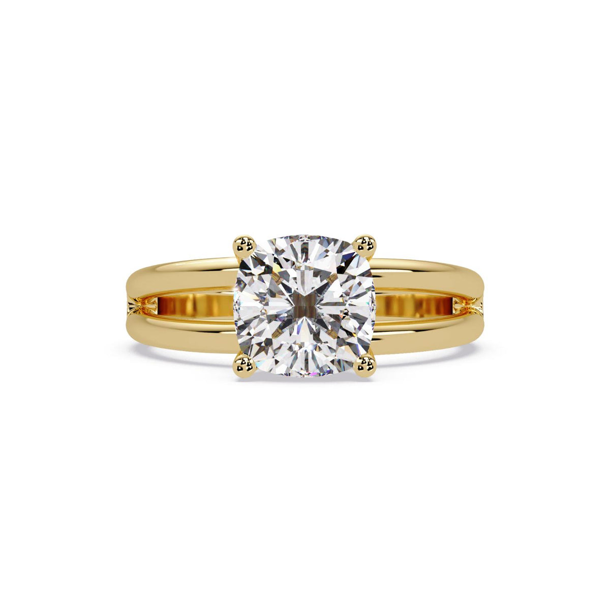 Lab-Grown Diamond 2.25 Ct Cushion Cut Split Shank Solitaire Ring - Sterling Silver