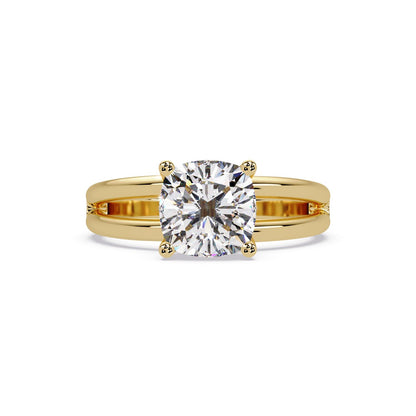 Lab-Grown Diamond 2.25 Ct Cushion Cut Split Shank Solitaire Ring - Sterling Silver