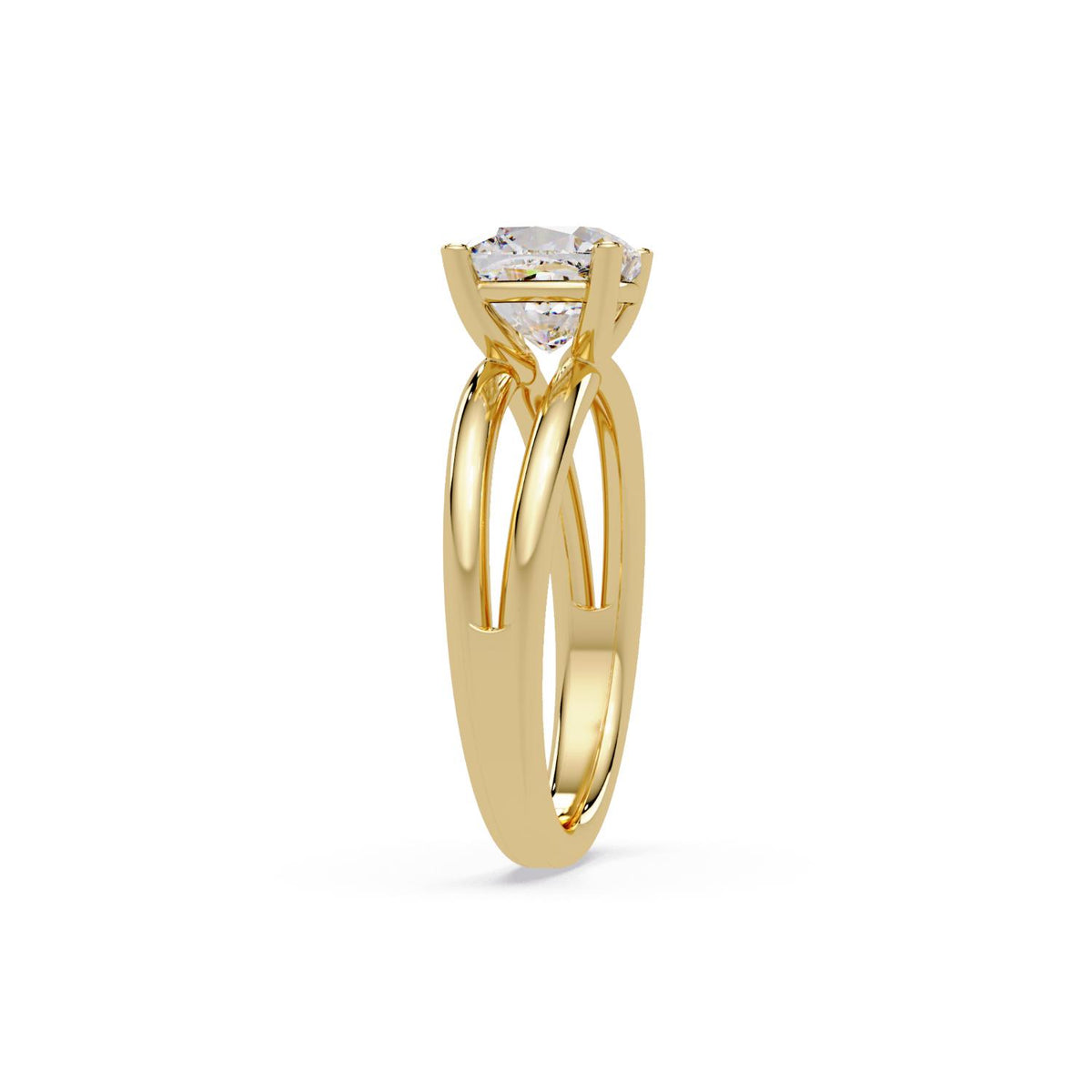 Lab-Grown Diamond 2.25 Ct Cushion Cut Split Shank Solitaire Ring - Sterling Silver