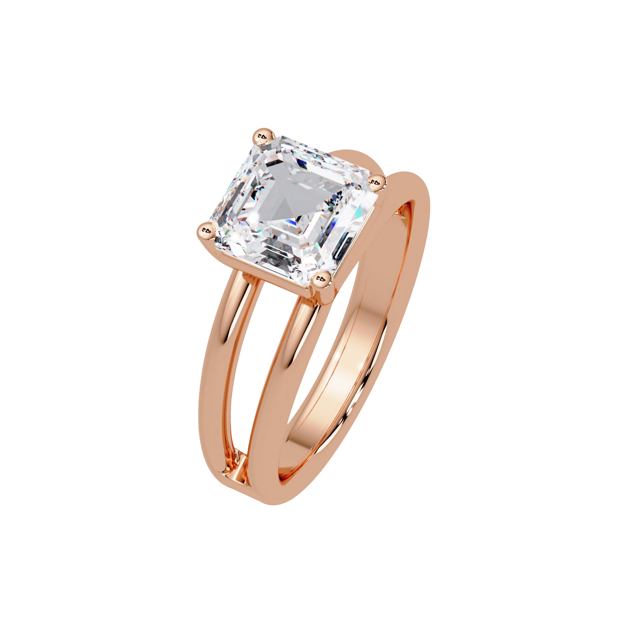 Lab-Grown Diamond 2.00 Ct Octagon Cut Split Shank Solitaire Ring - Sterling Silver