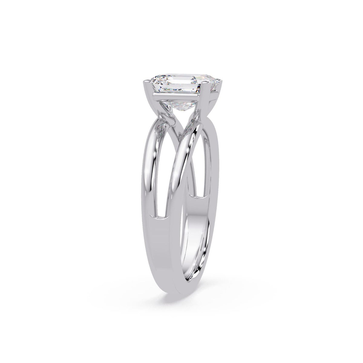 Lab-Grown Diamond 2.00 Ct Octagon Cut Split Shank Solitaire Ring - Sterling Silver