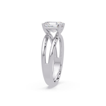 Lab-Grown Diamond 2.00 Ct Octagon Cut Split Shank Solitaire Ring - Sterling Silver