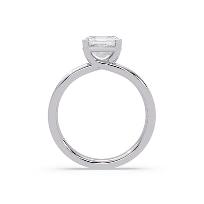 Lab-Grown Diamond 2.00 Ct Octagon Cut Split Shank Solitaire Ring - Sterling Silver