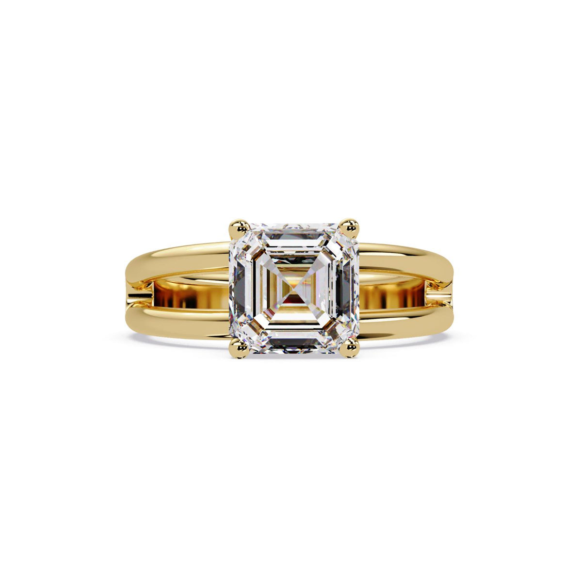 Lab-Grown Diamond 2.00 Ct Octagon Cut Split Shank Solitaire Ring - Sterling Silver