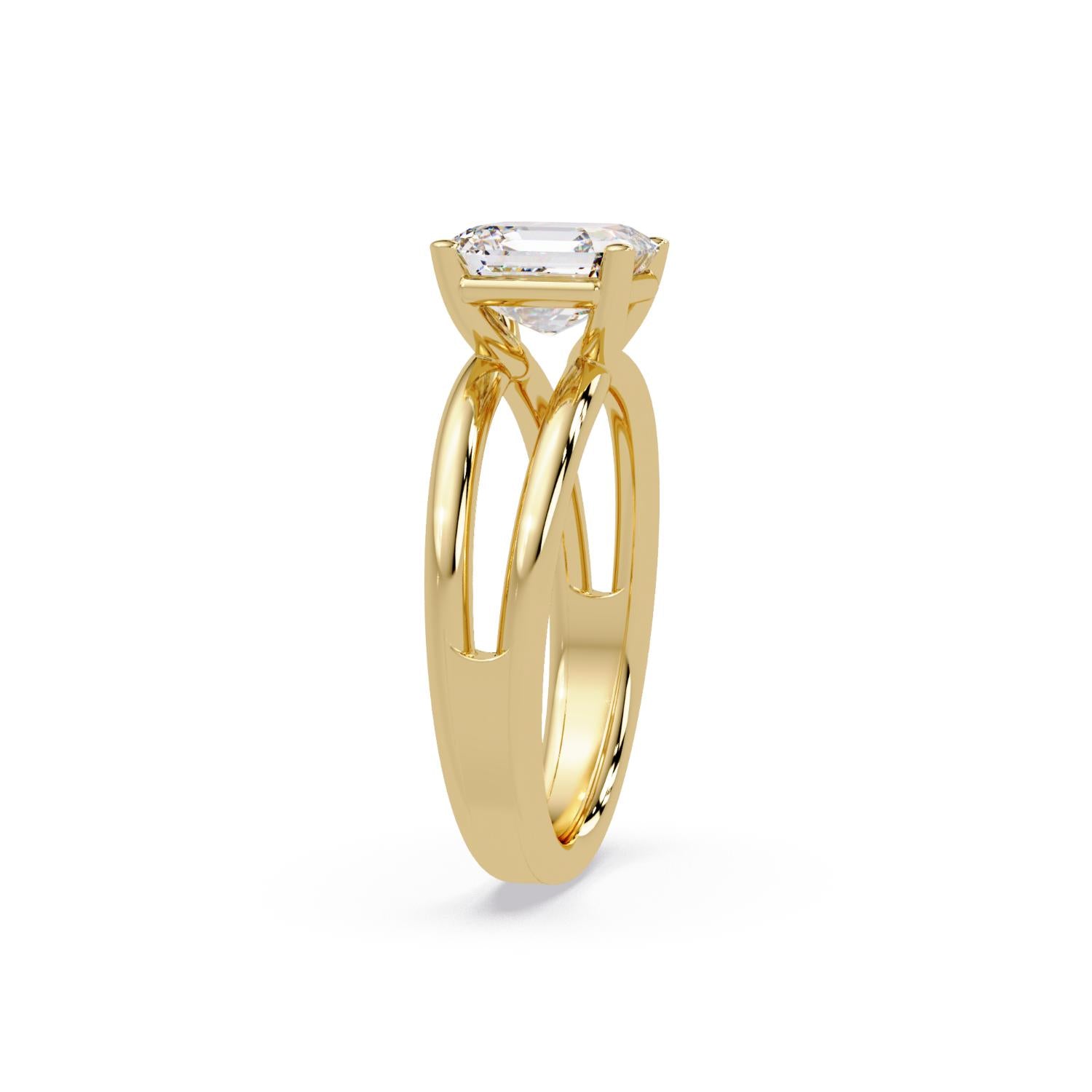Lab-Grown Diamond 2.00 Ct Octagon Cut Split Shank Solitaire Ring - Sterling Silver