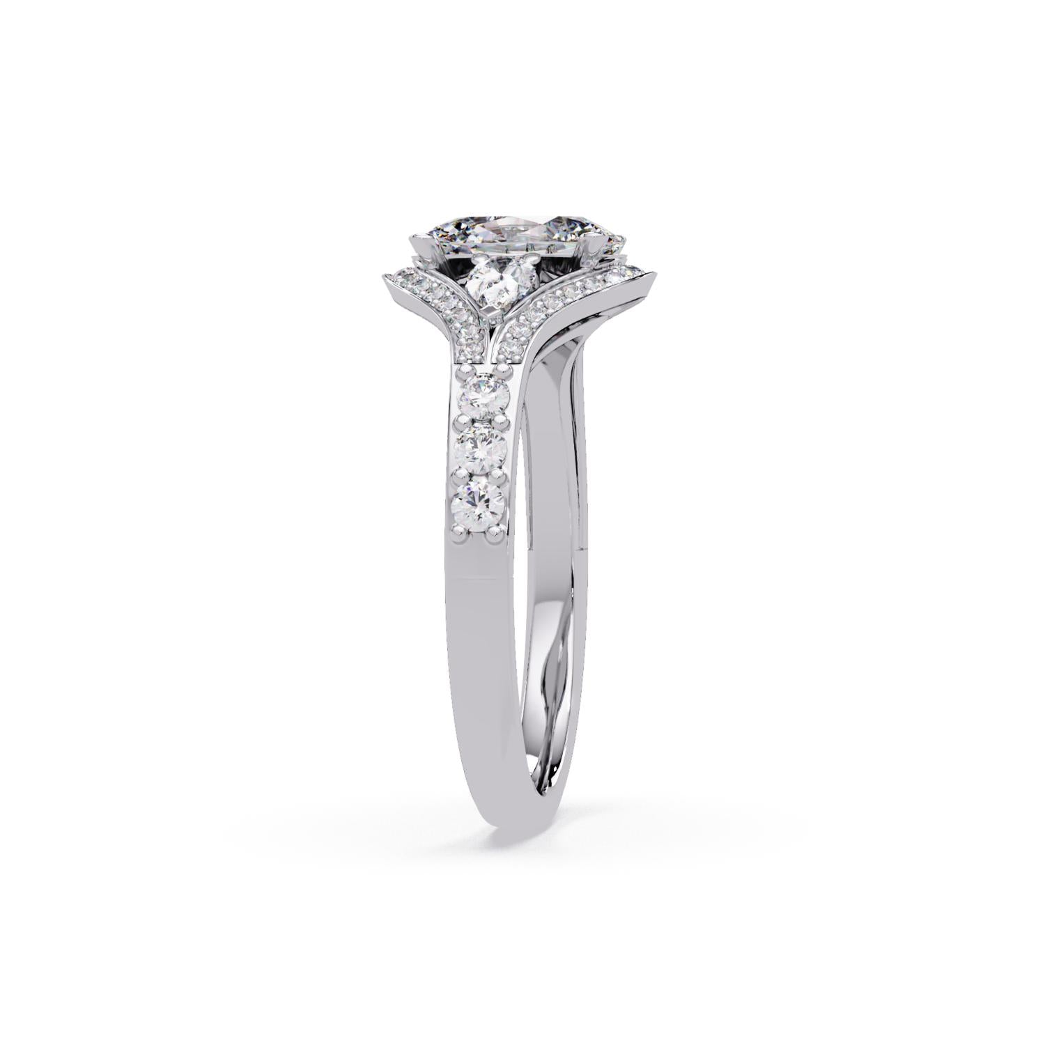 Lab-Grown Diamond 1.55 Ct Oval Halo Three-Stone Ring - Sterling Silver