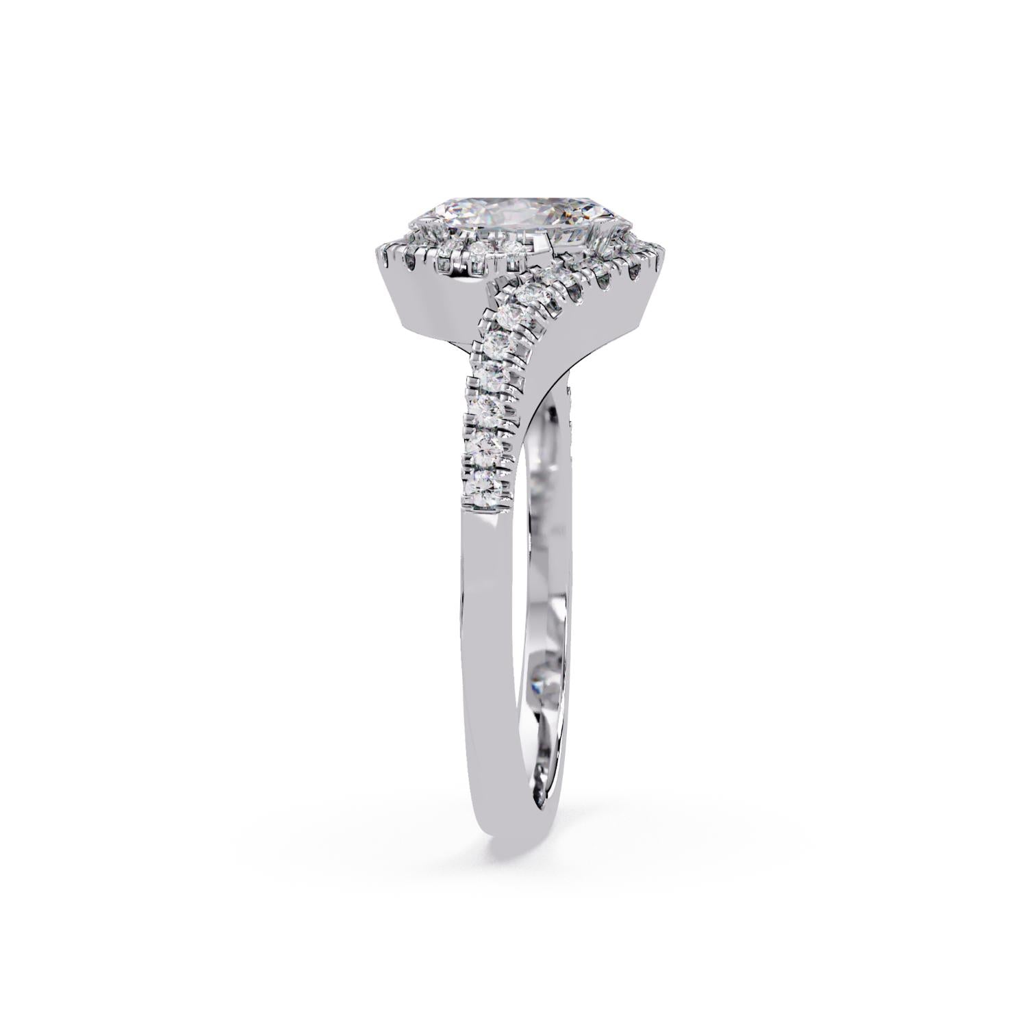 Lab-Grown Diamond 1.30 Ct Oval Halo Pavé Split Ring - Sterling Silver