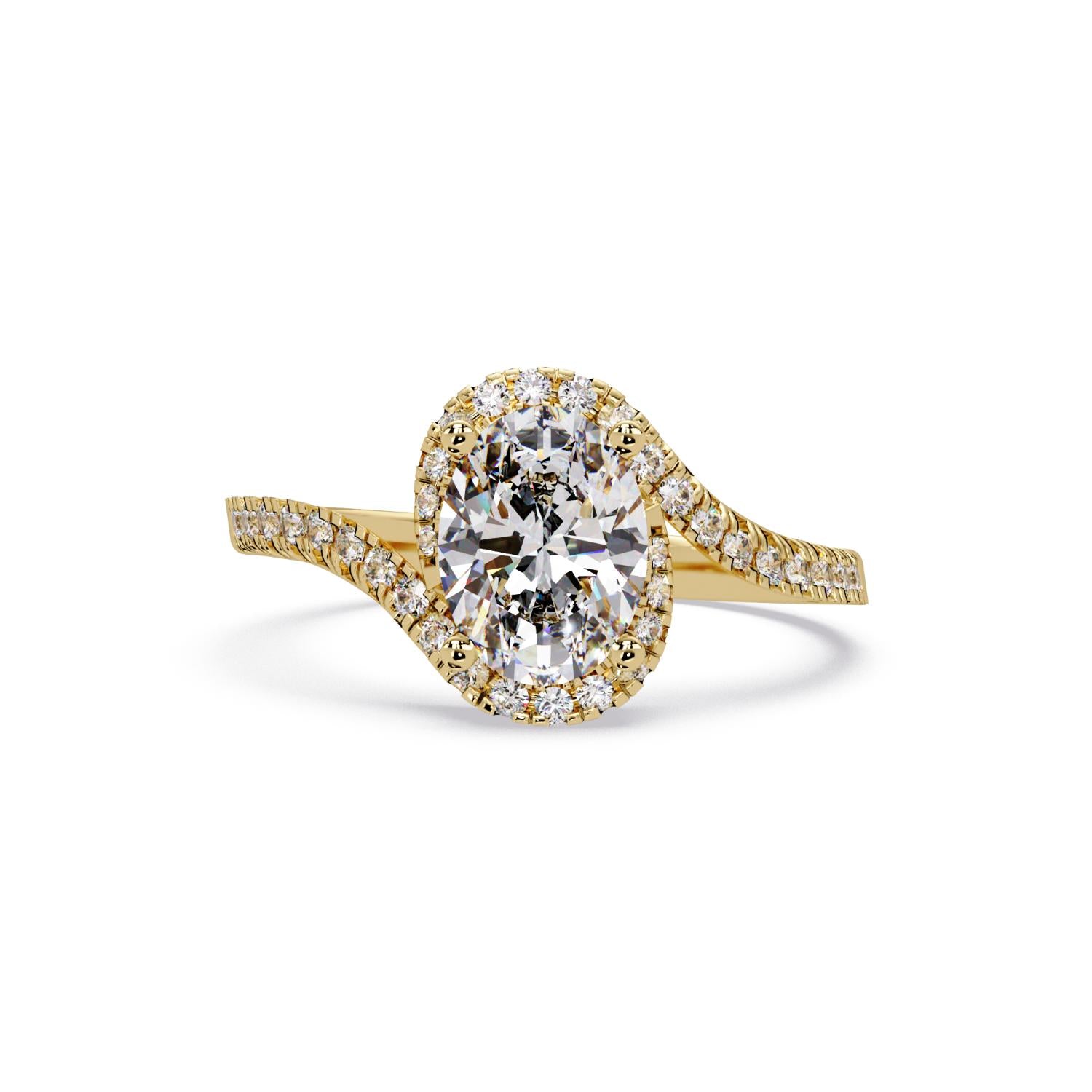 Lab-Grown Diamond 1.30 Ct Oval Halo Pavé Split Ring - Sterling Silver