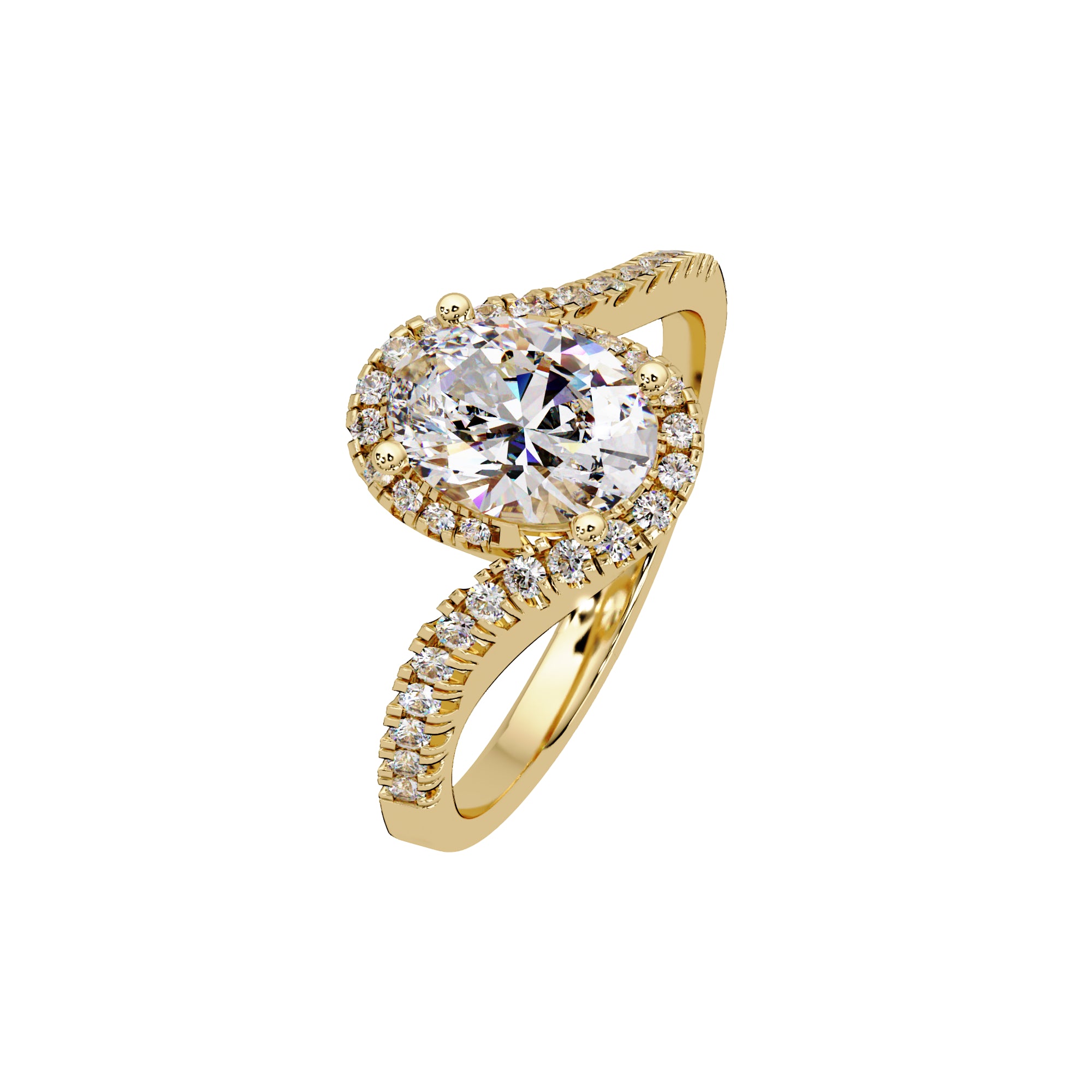 Lab-Grown Diamond 1.30 Ct Oval Halo Pavé Split Ring - Sterling Silver