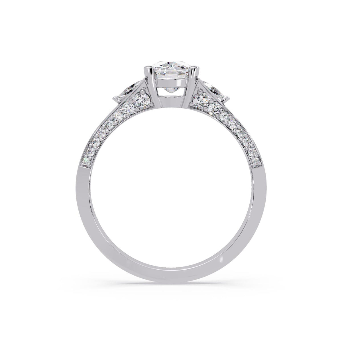 Lab-Grown Diamond 1.75 Ct Cushion Three-Stone Trillion Side Vintage Ring - Sterling Silver