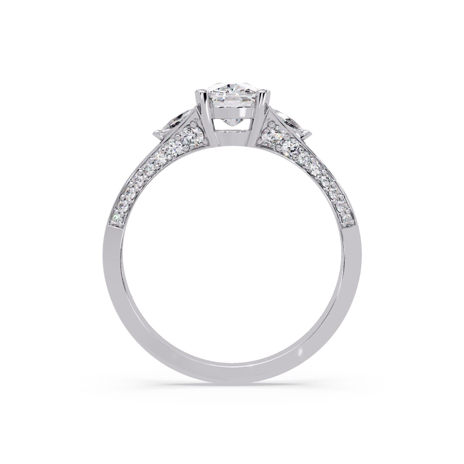 Lab-Grown Diamond 1.75 Ct Cushion Three-Stone Trillion Side Vintage Ring - Sterling Silver