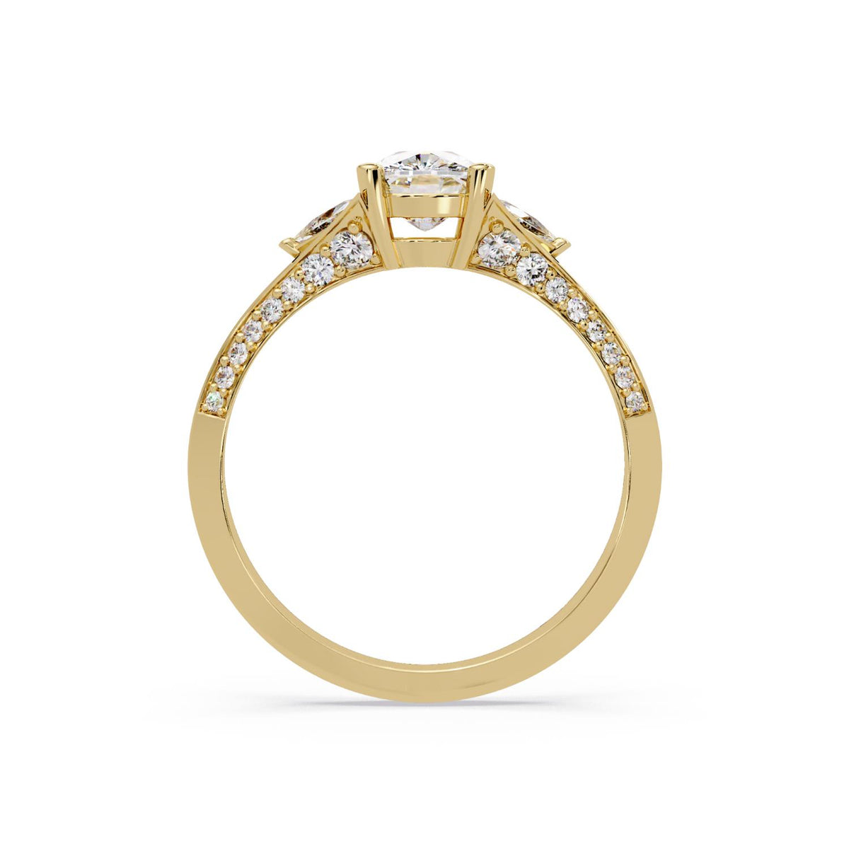 Lab-Grown Diamond 1.75 Ct Cushion Three-Stone Trillion Side Vintage Ring - Sterling Silver