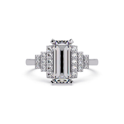 Lab-Grown Diamond 2.30 Ct Octagon Art Deco Step Halo Ring - Sterling Silver