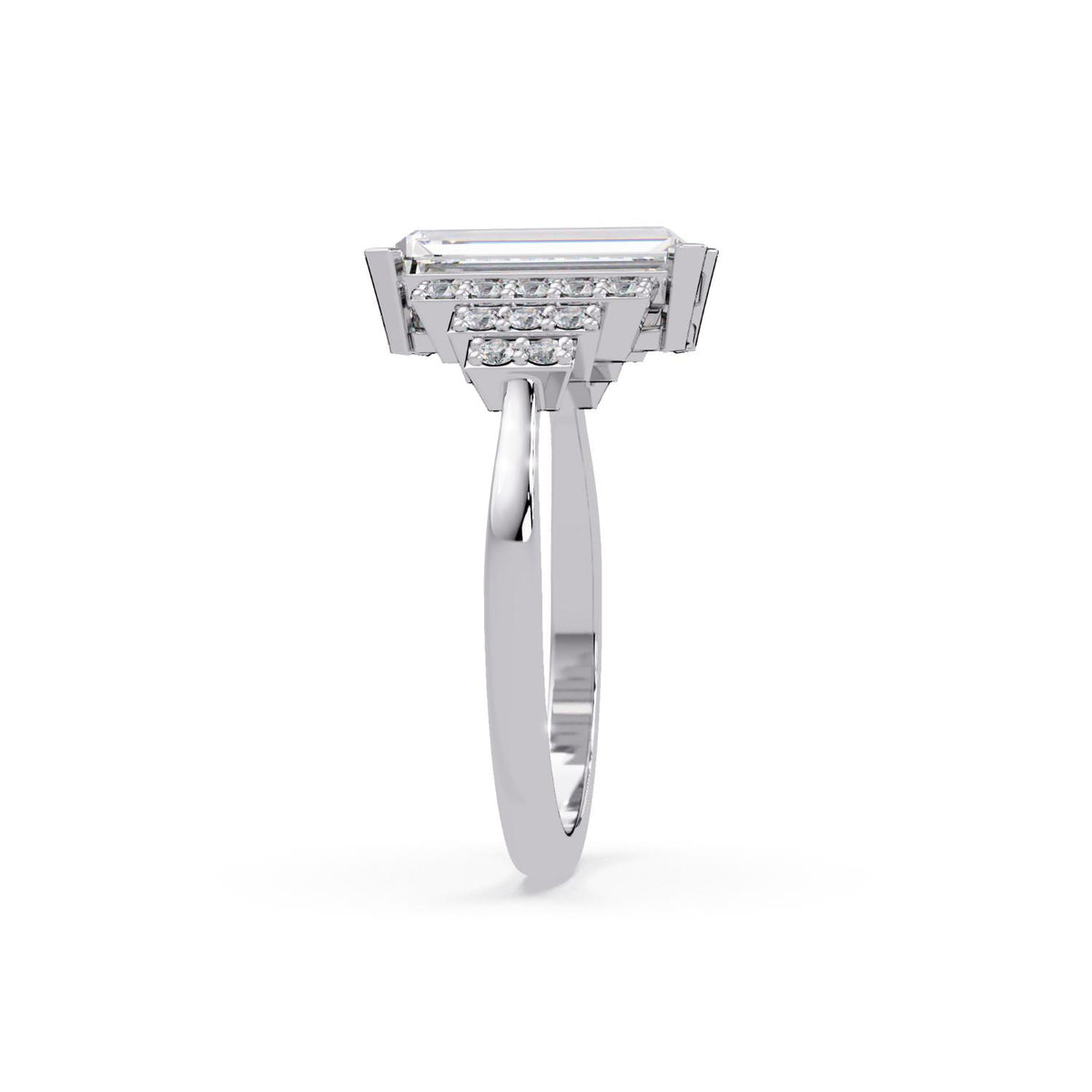 Lab-Grown Diamond 2.30 Ct Octagon Art Deco Step Halo Ring - Sterling Silver